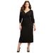Plus Size Women's Curvy Collection Draped Midi Dress by Catherines in Black (Size 1X)