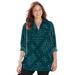 Plus Size Women's Breezeway Half-Zip Tunic by Catherines in Emerald Green Geo Plaid (Size 0X)