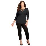 Plus Size Women's Curvy Collection Crisscross Top by Catherines in Black (Size 3XWP)
