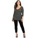 Plus Size Women's Curvy Collection Wrap Front Top by Catherines in Black Ivory Stripe (Size 3XWP)