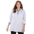 Plus Size Women's Breezeway Half-Zip Tunic by Catherines in White Pinstripe (Size 1X)