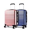 Kono Carry on Luggage Set 2 Pieces Light Weight Hard Shell ABS Suitcase 4 Wheel Hand Luggage Cabin Travel Case (Nude+Navy)