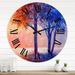 East Urban Home Colorful Autumn Forest Beautiful River - Lake House wall clock Metal in Blue | 16 H x 16 W x 1 D in | Wayfair