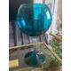 Vintage MCM Empoli Bowl / Vase, MCM Footed Bowl Vase, Empoli Retro Blue Green Clear Glass Vase, Vintage Empoli Style Vase