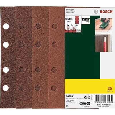 25-teiliges Schleifblatt-Set für Schwingschleifer, Körnung 40, 60, 80, 120 - Bosch