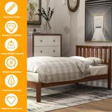 Solid Wood Twin Size Platform Bed with Headboard and Wood Slats, 78.5"L X 42.28"W X 37"H