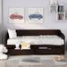 Wood Twin Size Extendable Daybed with 2 Storage Drawers and Wheels, 77.2"L x 76.4"W x 29"H