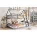 Twin Over Full Size Solid Pine Wood Bunk Bed with House-Shaped Frame