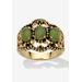 Women's Yellow Gold-Plated Antiqued Genuine Green Jade Ring by PalmBeach Jewelry in Jade (Size 8)