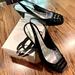 Nine West Shoes | Nine West Patent Leather Sling-Back Open Toe Sandal Pump In 9.5 M. Beautiful | Color: Black | Size: 9.5