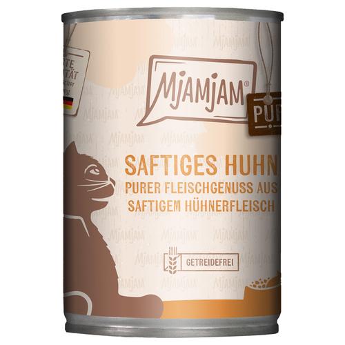 Sparpaket 24x400g MjAMjAM purer Fleischgenuss saftiges Hühnchen pur Katzenfutter nass