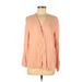 H&M Long Sleeve Top Orange Print Plunge Tops - Women's Size 8
