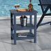 Red Barrel Studio® Outdoor HDPE Side Table Patio Table Plastic in Blue | 24.4 H x 18 W x 14 D in | Wayfair 51D30F6A85FA4A7BB9649C2FFE219276