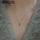 WOOZU-Collier en argent regardé 925 plaqué or 14 carats pour femme pendentif carré vert européen
