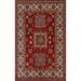 Red Geometric Kazak Vegetable Dye Area Rug Hand-knotted Wool Carpet - 5'9" x 8'5"