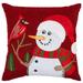 Violet Linen Seasonal Cardinal Decorative Appliqued Embroidered Christmas Pattern Decorative Cushion Cover