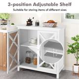 Costway Kitchen Buffet Sideboard Storage Cabinet w/Glass Doors & - See Details