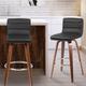 Faux Leather Swivel Bar Stools, Wood Counter Stools Set of 2