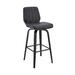 Swivel Barstool with Channel Stitching and Wooden Panel Support, Black - 20 L X 17 W X 42 H Inches
