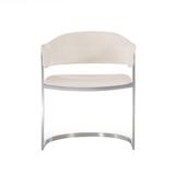 Modern Dining Chair, Metal Cantilever Base, White - 21 L x 25 W x 30 H, in inches
