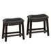 Curved Leatherette Stool with Nailhead Trim, Set of 2 - 18 H x 13.8 W x 18 L Inches