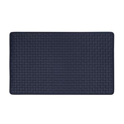 Woven Embossed Faux Leather Anti Fatigue Mat by Achim Home Décor in Navy (Size 20 X 39)