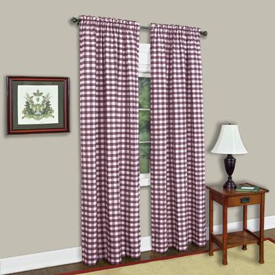 Wide Width Buffalo Check Window Curtain Panel by Achim Home Décor in Burgundy (Size 42