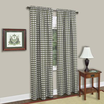Wide Width Buffalo Check Window Curtain Panel by Achim Home Décor in Sage (Size 42