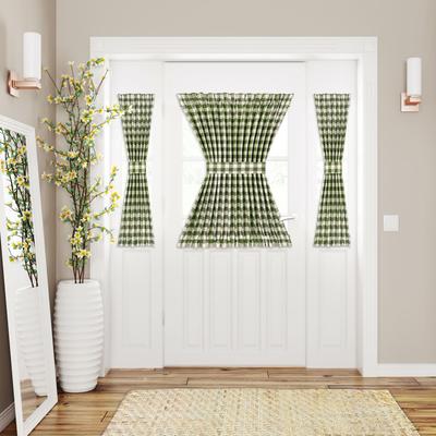 Wide Width Buffalo Check Rod Pocket Door Panel And Tieback by Achim Home Décor in Sage (Size 25