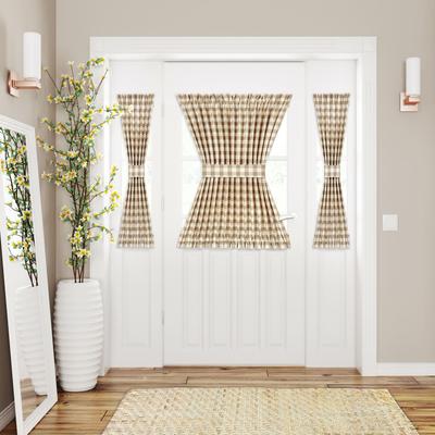 Wide Width Buffalo Check Rod Pocket Door Panel And Tieback by Achim Home Décor in Taupe (Size 54