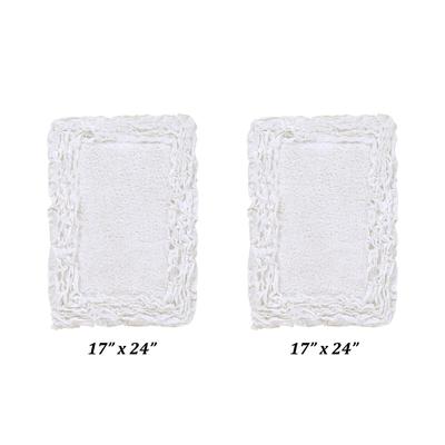 Shaggy Border Bath Rug Mat, 2 Pc Set, (17" X 24" | 17" X 24") by Better Trends in White