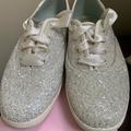 Kate Spade Shoes | Kate Spade New York Keds Glitter Tennis Shoes Satin Lace 7-1/2 W | Color: Cream | Size: 7.5