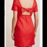 Anthropologie Dresses | Anthropologie Nwt Maeve Alexia Anthropologie Red Bow Cut Out Back Dress 16 | Color: Red | Size: 16