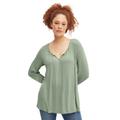 Plus Size Women's Keyhole Neckline Knit Peasant Top by ellos in Desert Sage (Size 14/16)