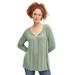 Plus Size Women's Keyhole Neckline Knit Peasant Top by ellos in Desert Sage (Size 14/16)