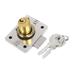 15.2mm Cylinder Dia Rectangle Base Screw Fixed Security Deadbolt Drawer Lock - Silver Tone,Gold Tone