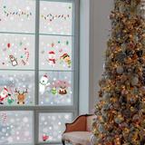 The Holiday Aisle® 4 Piece Snowflakes Candy Santa Claus Reindeer Snowman Penguin Window Decal Set in Green/Red/White | 31.5 H x 11 W in | Wayfair