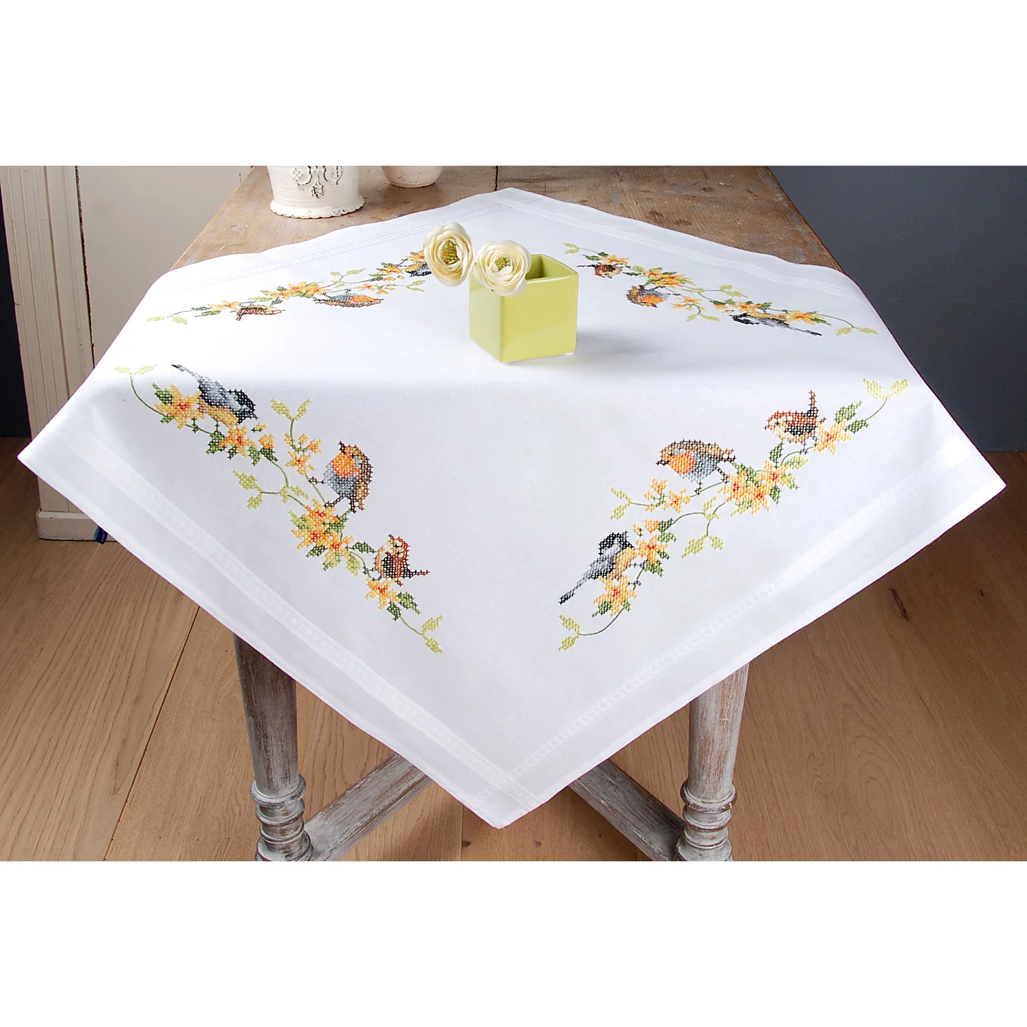 Stickmitteldecke Heimische Singvögel Image