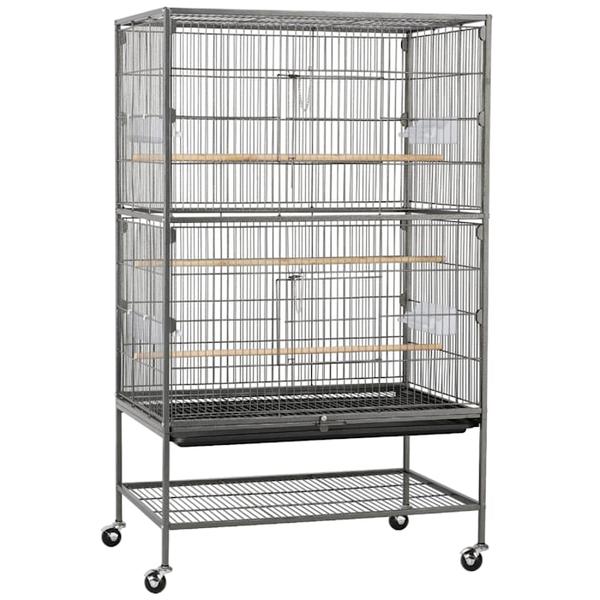 topeakmart-black-large-bird-cage-with-storage-shelf,-52"-h,-37.5-lbs/