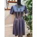 Lularoe Dresses | Lula Roe Women Blue & Gray Polyester Round Neck Short Sleeve Knee Length Dress S | Color: Blue/Gray/Tan | Size: S