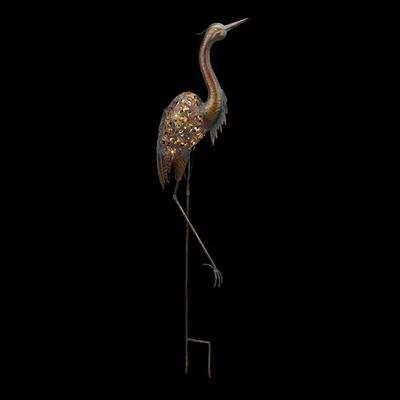 Heron at Night Solar Sculpture Copper , Copper