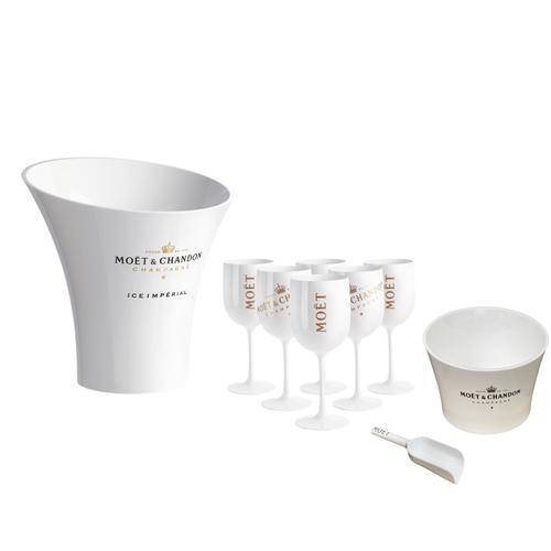 Moët&Chandon Ice Impérial Champagner-Set 6x Champagnergläser, Kühler und Eiswürfelschüssel Moet Set