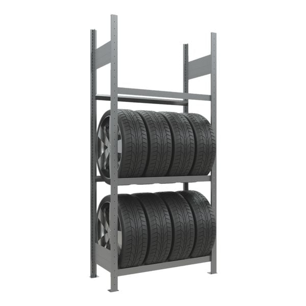 SCHULTE Lagertechnik Räder-/Reifenregal Grundregal 200 x 120 x 40 cm silber, 120x200x40 cm