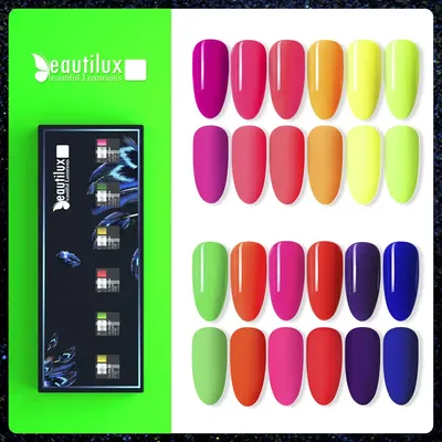 BEAUTILUX – Lot de 6 pièces d'ongles de couleur néon à gel à polir kit coloré et laqué style