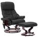 vidaXL Recliner with Ottoman Recliner Chair Faux Leather and Solid Bent Wood - 31.9" x 34.6" x 42.9"