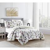 Chic Home Paton 3 Piece Painted Watercolor Floral Print With Striped Pattern On Reverse Quilt Set