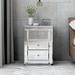 Modern Mirrored Nightstand with 3 Storage Drawers,Crystal Knobs