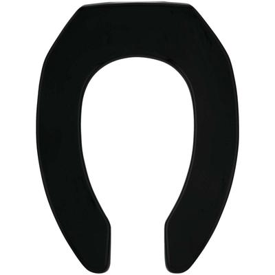 Mayfair Commercial STA-TITE Elongated Open Front Black Molded Plastic Toilet Seat - 1 Each