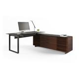 BDI Corridor L-Shaped Executive Desk Wood/Glass/Metal in Brown/Gray | 29 H x 89 W x 70 D in | Wayfair 6531 CWL