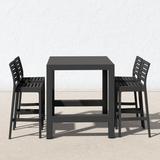 AllModern Farrah Square 4 - Person 39" Long Bar Height Outdoor Dining Set Plastic in Black | 39 W x 39 D in | Wayfair